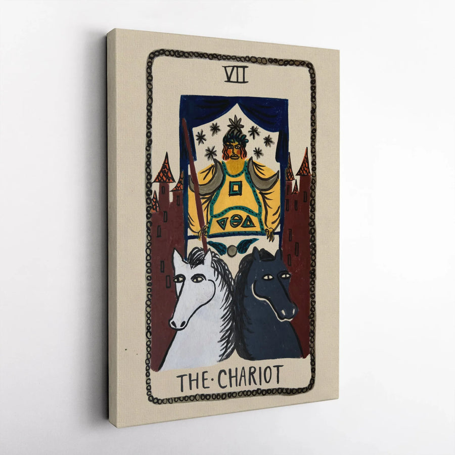 The Chariot Tarot Card Canvas Print | VII Major Arcana Wall Art | Premium Fade-Resistant Gallery Wrap | Occult Home Decor Gift for Tarot Readers