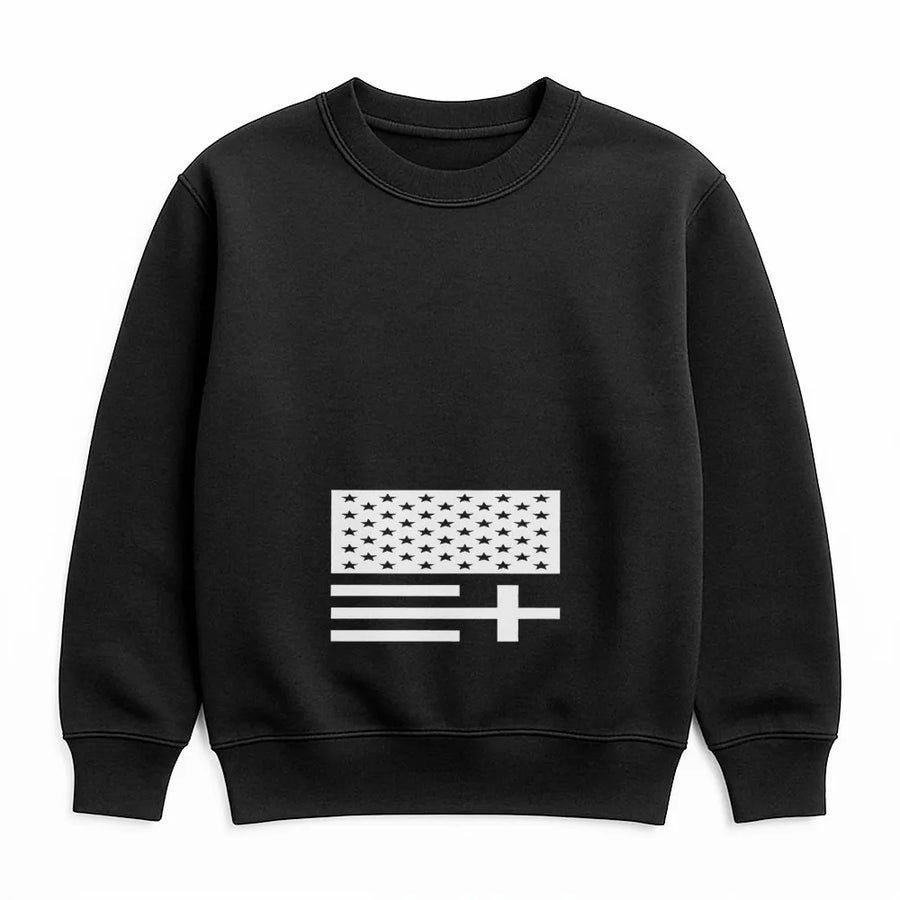 Christian Cross Sweatshirt | I Know A Guy Modern Flag Graphic | Soft Cotton Blend Crewneck | Religious Faith Based Gift for Men & Women