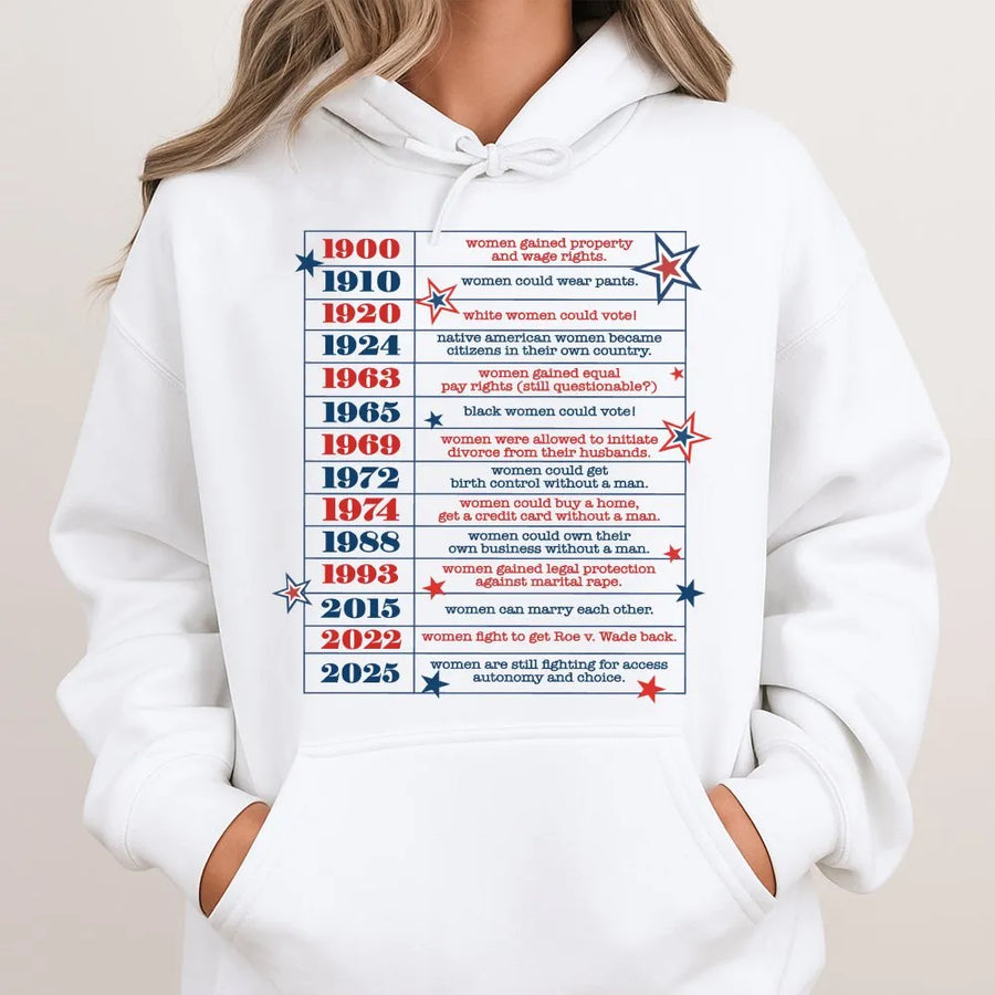 Feminist Hoodie | Women's Rights History Timeline | Soft Unisex Fit Sweater | Political Activist Gift for Her