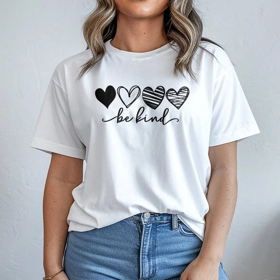 Be Kind T-Shirt | Inspirational Heart Graphic Tee | Premium 100% Cotton | Positive Mental Health Gift for Women and Men