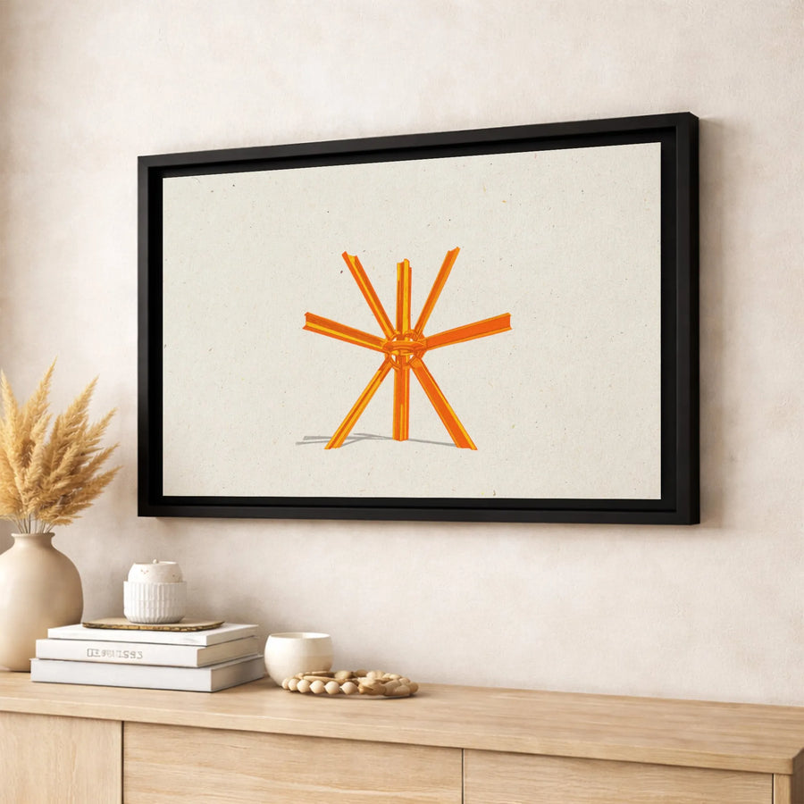 Abstract Geometric Asterisk Canvas Art | Minimalist Orange Modern Structure Print | Premium Gallery-Wrap Wall Decor | Gift for Modern Home Office
