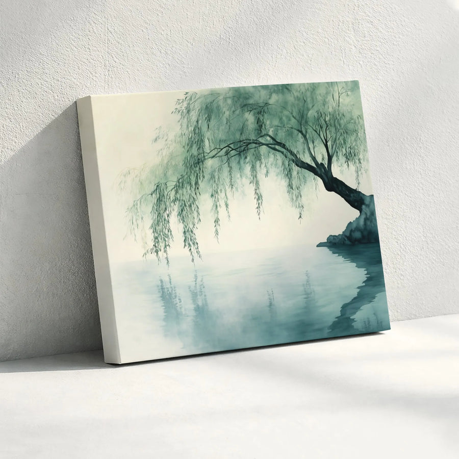 Weeping Willow Canvas Wall Art | Watercolor Lake Landscape Print | Gallery-Quality 1.25-Inch Profile | Serene Home Decor for Living Room