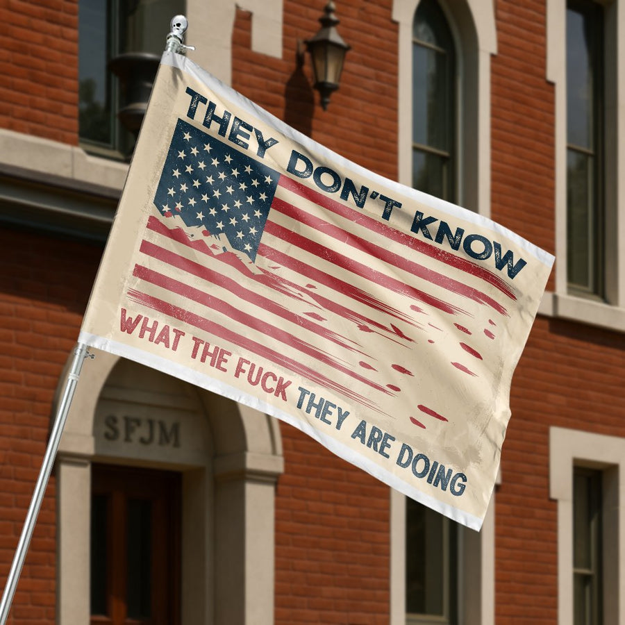 They Don't Know American Flag | Distressed USA Patriotic Banner | Weather-Resistant Polyester | Funny Statement House Flag Decor