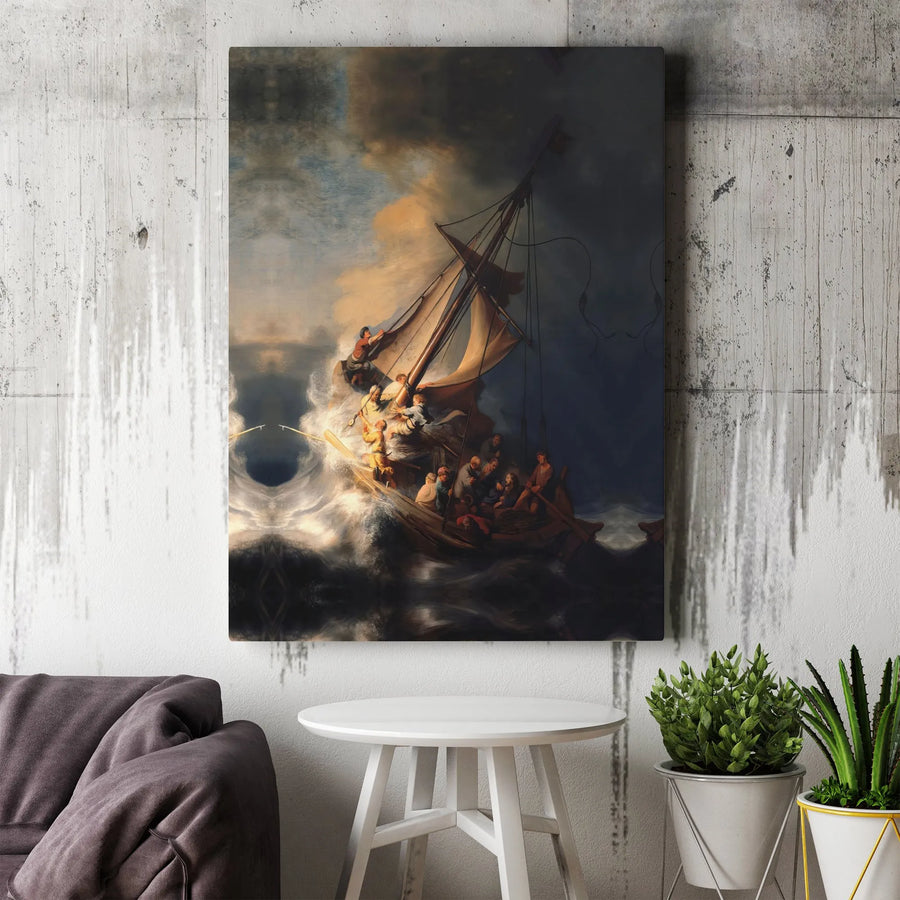 Rembrandt Storm on the Sea of Galilee Canvas Print | Biblical Wall Art with Jesus Calming the Storm | Premium Fade-Resistant Canvas | Christian Home Decor Collector's Gift
