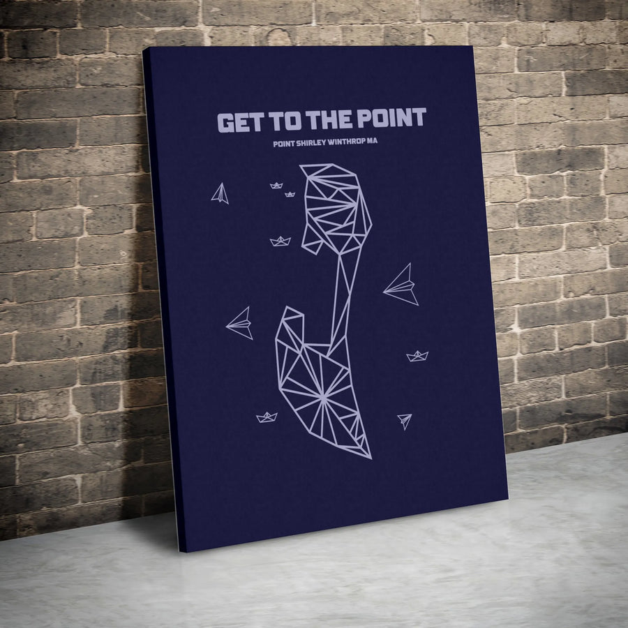 Point Shirley Map Canvas Print | Geometric Blueprint Style Wall Art | Premium Stretched Canvas | Gift for Winthrop MA Resident