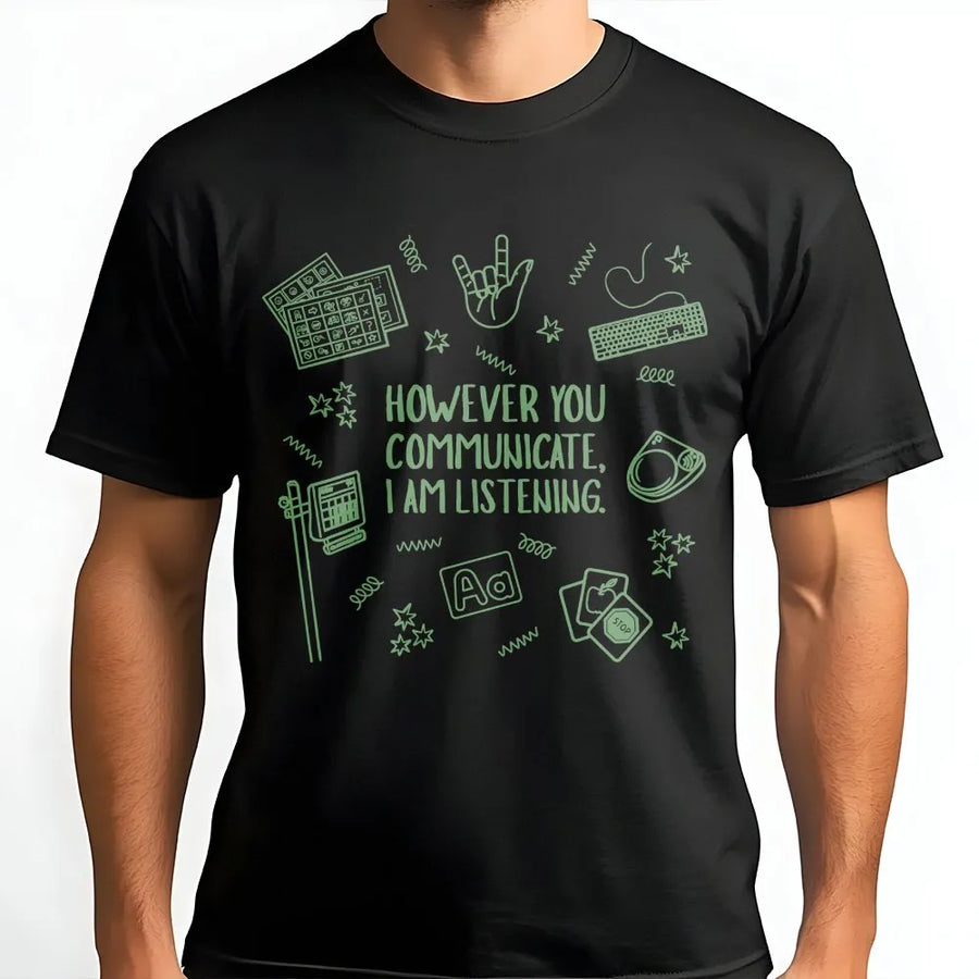 SPED Teacher Communication Shirt | AAC & Sign Language Graphic | Soft Cotton Unisex Tee | Gift for Speech Pathologist