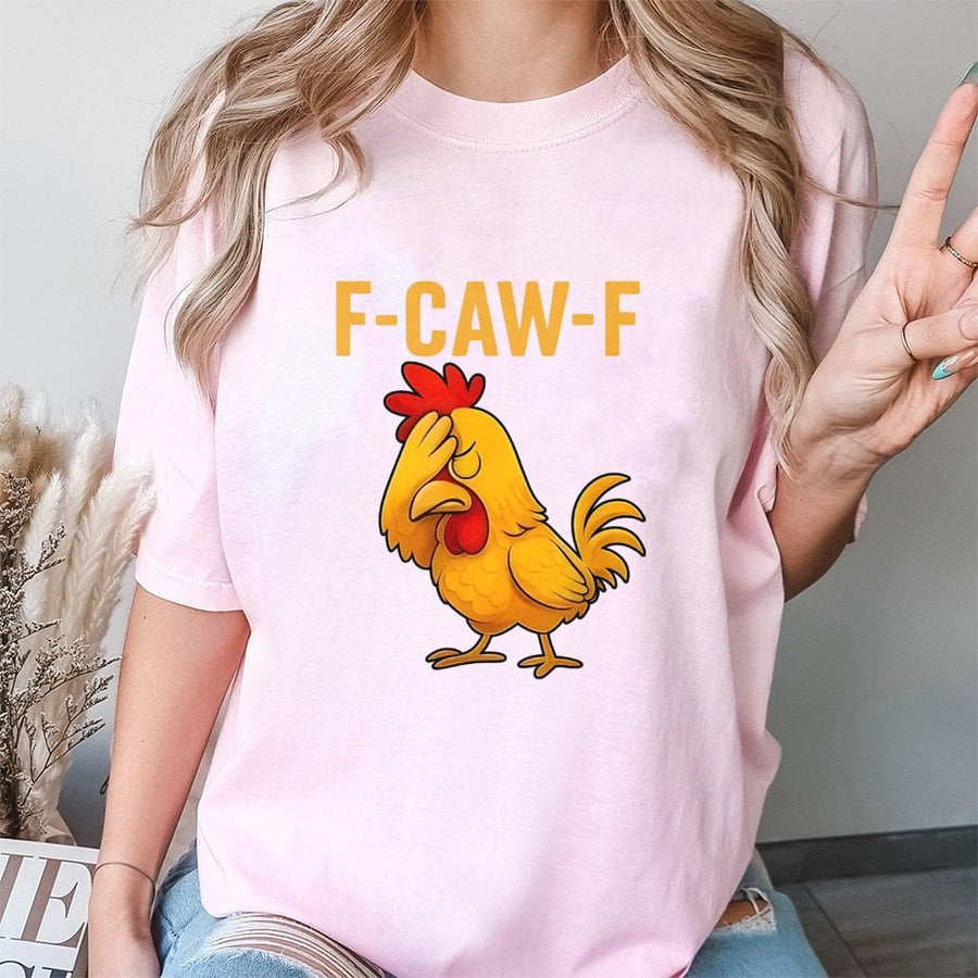 F-Caw-F Chicken T-Shirt | Funny Facepalm Rooster Meme Graphic | Premium Soft Cotton Tee | Sarcastic Farm Animal Gift for Men and Women