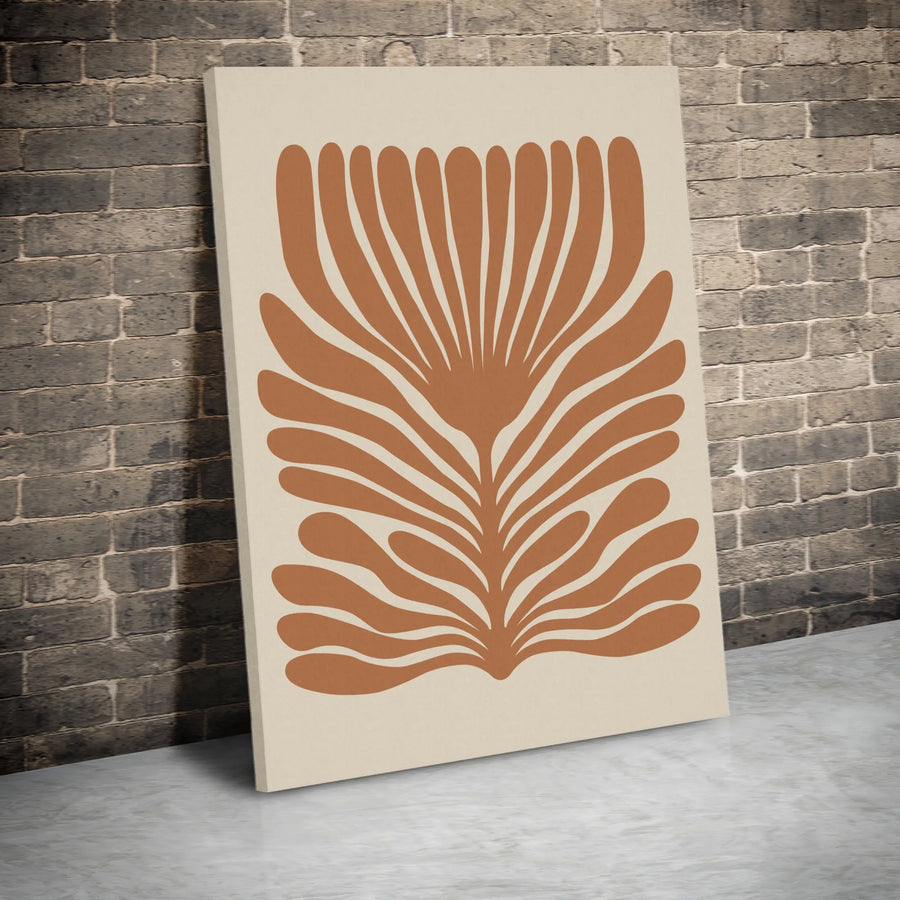 Boho Botanical Canvas Wall Art | Terracotta Abstract Leaf Print | Premium Gallery Wrapped Decor | Modern Minimalist Home Gift