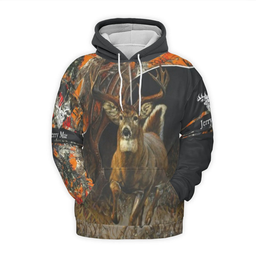 Whitetail Deer Hunting Hoodie | Realistic Buck 3D Print | Premium Polyester Brushed Fleece | Gift for Hunters