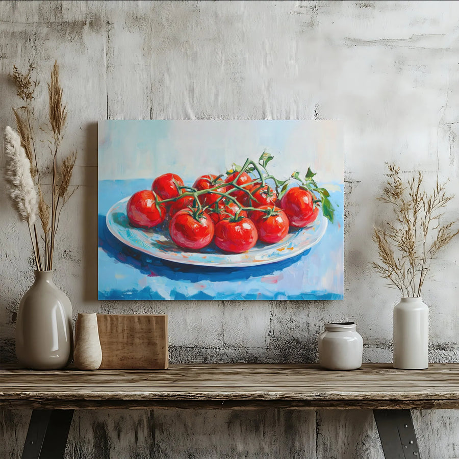 Tomato Still Life Canvas Print | Impressionist Kitchen Wall Art | Premium Gallery Wrapped Decor | Farmhouse Dining Room Gift
