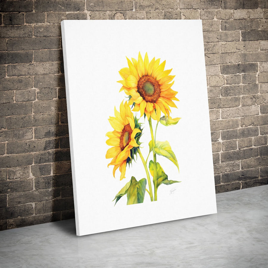 Sunflower Canvas Wall Art | Watercolor Floral Painting Print | Premium Gallery Wrap 1.25 Inch Thick | Botanical Home Decor Gift for Her