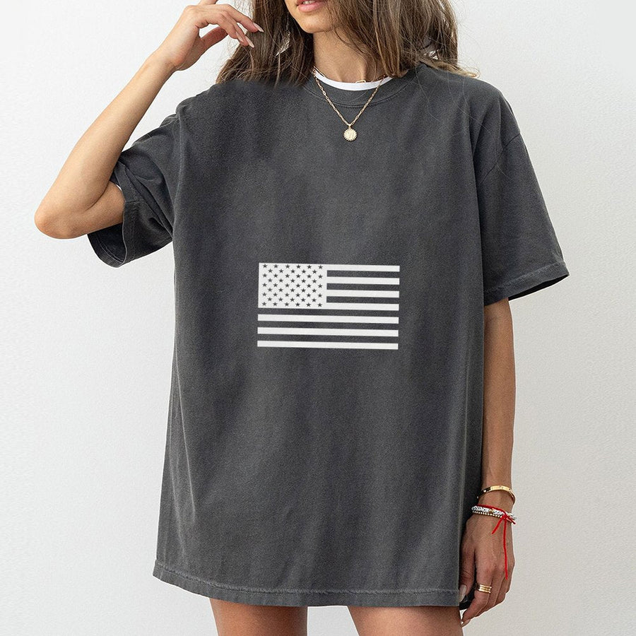 American Flag T-Shirt | Minimalist White US Flag Graphic | Premium Cotton Unisex Tee | Patriotic Apparel Gift for Men and Women