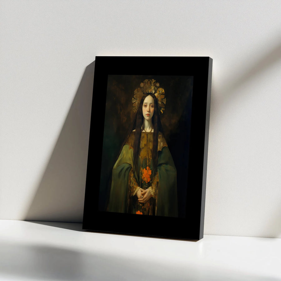 Gothic Queen Canvas Print | Renaissance Style Ethereal Portrait Art | Premium Gallery Wrap | Dark Academia Moody Home Decor Gift
