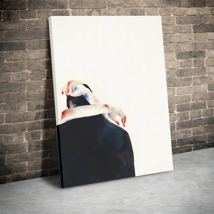 Abstract Couple Hug Canvas Print | Minimalist Watercolor Embrace Painting | Thick Gallery Wrap Canvas | Modern Romantic Wall Decor Gift
