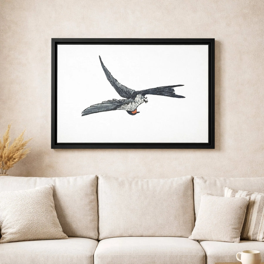 Flying Swallow Canvas Print | Vintage Sketch Style Bird Wall Art | Premium 1.25-Inch Gallery Wrap | Minimalist Nature Home Decor Gift