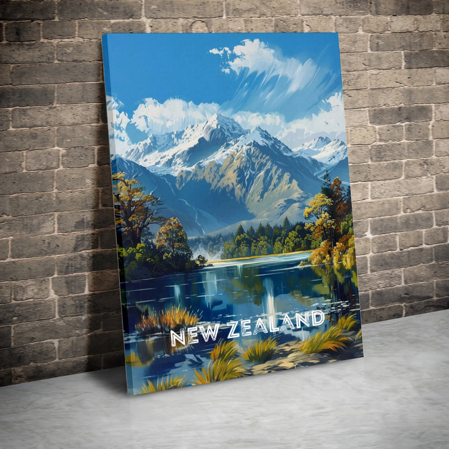 New Zealand Vertical Canvas Print | Vintage Travel Poster Style Wall Art | Premium 1.25" Thick Canvas | Collector's Gift for Traveler
