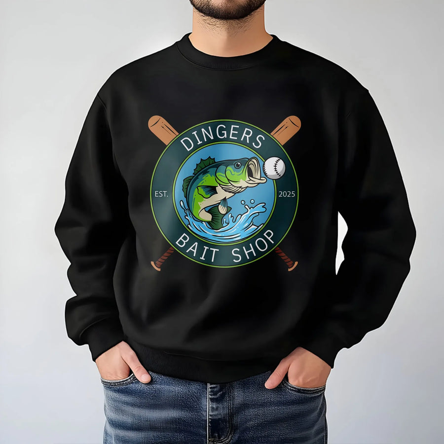 Fishing Baseball Sweatshirt | Funny Bass Angler Graphic | Premium Cotton Blend | Gift For Fisherman And Baseball Fan