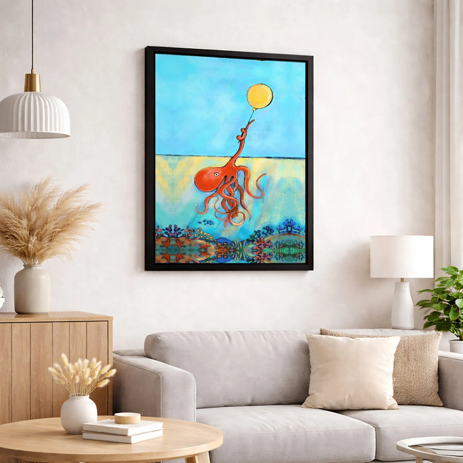Octopus Canvas Wall Art | Whimsical Ocean Nursery Decor | Premium Fade-Resistant Print | Cute Sea Animal Gift for Kids or Bathroom
