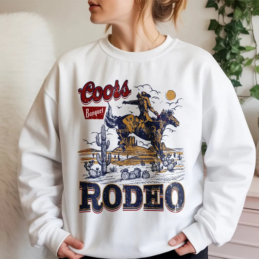 Coors Rodeo 90s Cowboy Sweatshirt, Vintage 2000s Graphic Western, Relaxed Adult, Wild West