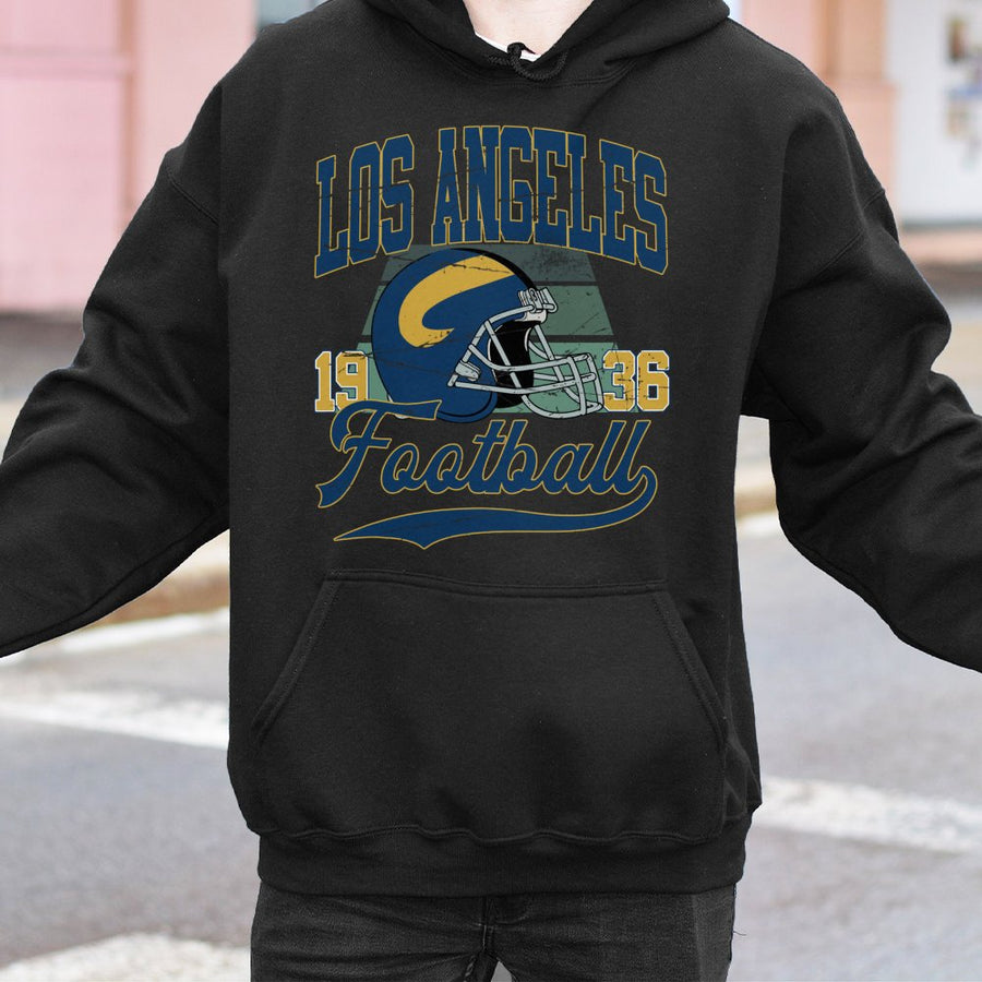 Los Angeles 1936 Football With A Vintage Los Angeles Rams Football Helmet Hoodie