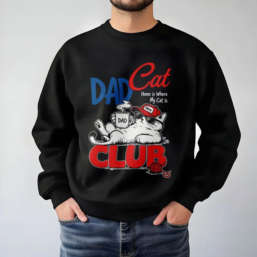 Cat Dad Club Sweatshirt | Funny Cat Lover Graphic Pullover | Premium Cotton Blend | Gift for Dad Father's Day Birthday