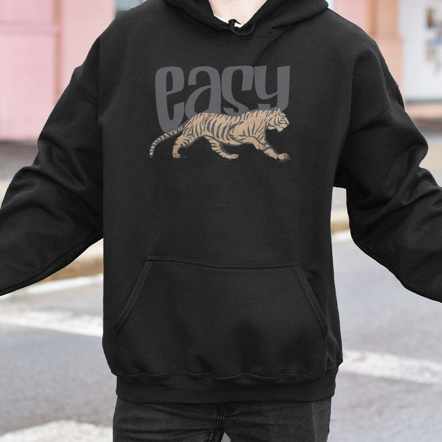 Easy Tiger Graphic Hoodie | Retro 90s Aesthetic Streetwear | Premium Cotton-Blend | Unisex Casual Pullover Gift for Her and Him