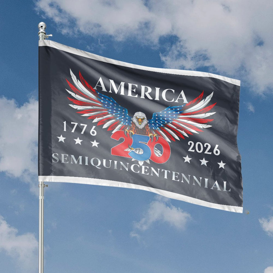 America 250th Anniversary House Flag | Patriotic Eagle 1776-2026 Semiquincentennial Design | Premium Weather-Resistant Polyester | Outdoor Garden Decor Gift