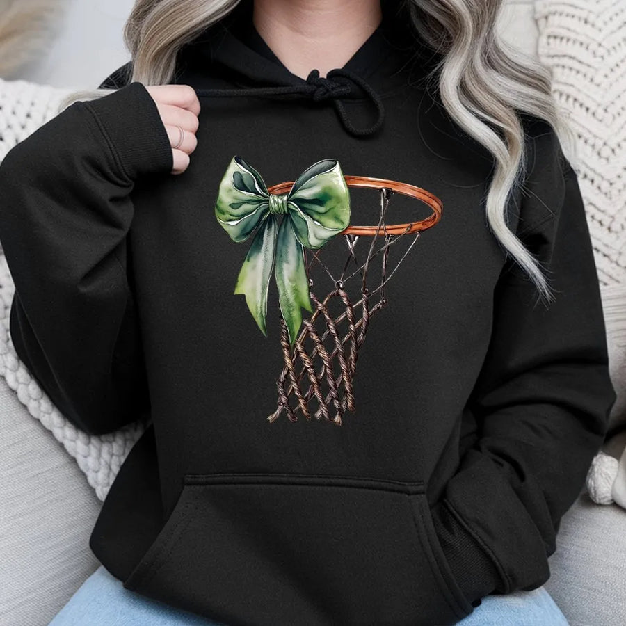 Coquette Basketball Hoodie | Aesthetic Bow Sports Graphic | Premium Cotton Blend | Gift for Basketball Mom & Sports Fans