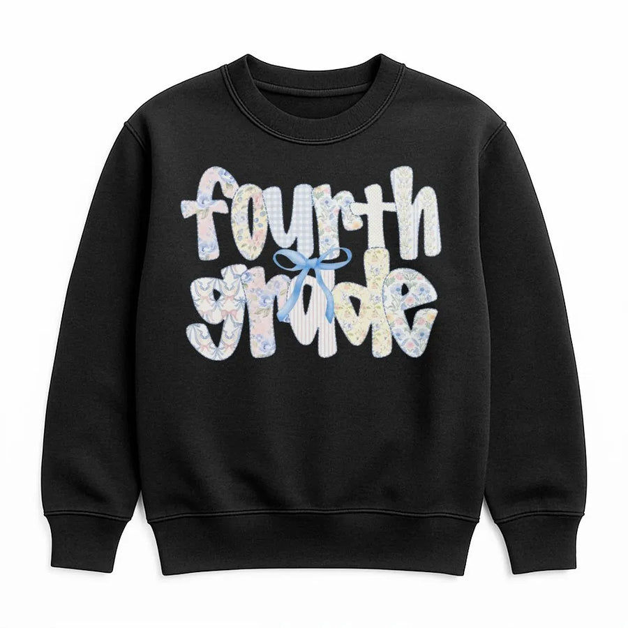 Fourth Grade Teacher Sweatshirt | Coquette Bow Floral Graphic | Premium Cotton-Blend | Back to School Elementary Teacher Gift