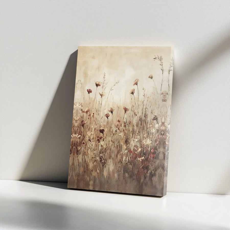 Abstract Wildflower Canvas Wall Art | Textured Floral Meadow Painting Print | Premium Gallery Wrap Canvas | Modern Farmhouse Decor Gift