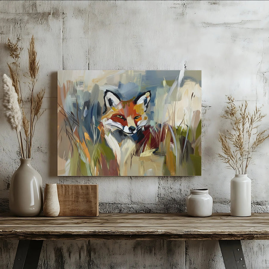 Abstract Fox Wall Art | Modern Animal Portrait With Bold Brushstrokes | Premium 1.25-Inch Gallery Canvas | Nature Lover Gift For Home Decor