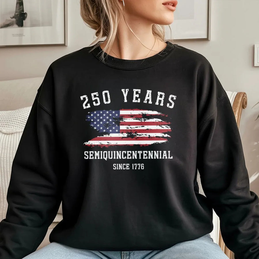 USA 250th Anniversary Sweatshirt | Retro Distressed American Flag | Premium Cotton Blend | Patriotic Collector's Gift for 4th of July
