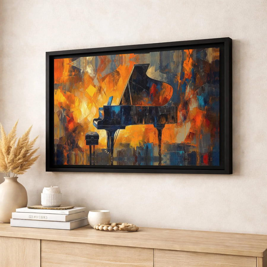 Abstract Grand Piano Canvas Wall Art | Colorful Music Room Decor | Gallery Quality Premium Print | Musician Gift For Home & Office