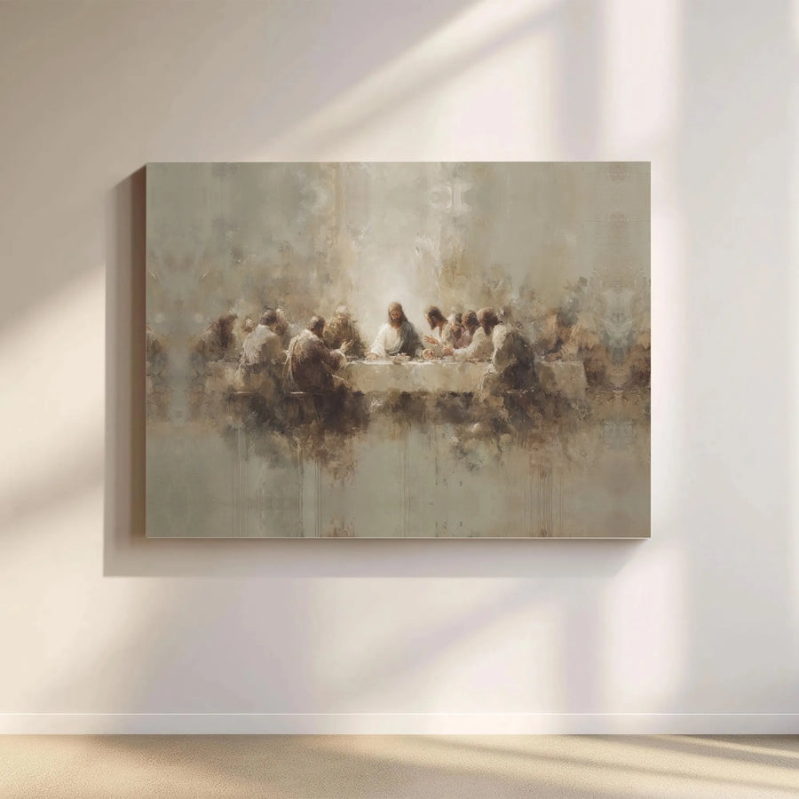 The Last Supper Canvas Wall Art | Modern Abstract Jesus Painting | Premium Matte Canvas Print | Christian Faith Home Decor Gift