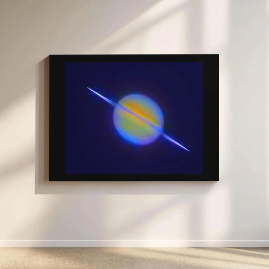 Saturn Planet Wall Art | Vibrant Glowing Space Galaxy Print | 1.25 Inch Gallery Wrap Canvas | Modern Astronomy Decor for Bedroom or Office