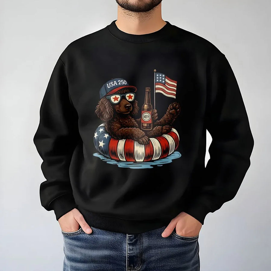 Patriotic Dog Sweatshirt | Funny Beer Dog & Flag Graphic | Soft Cotton Unisex Tee | 4th of July Independence Day Gift for Dog Lovers