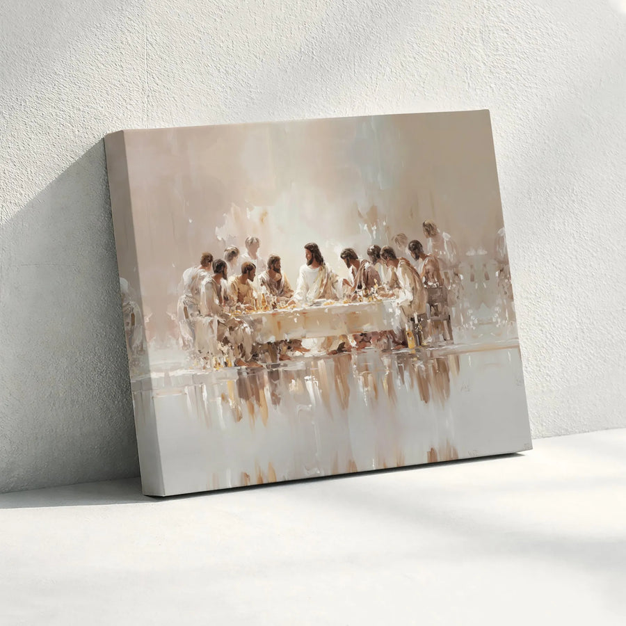 The Last Supper Canvas Wall Art | Modern Abstract Jesus Painting | Premium Gallery Wrapped Canvas | Christian Home Decor Gift