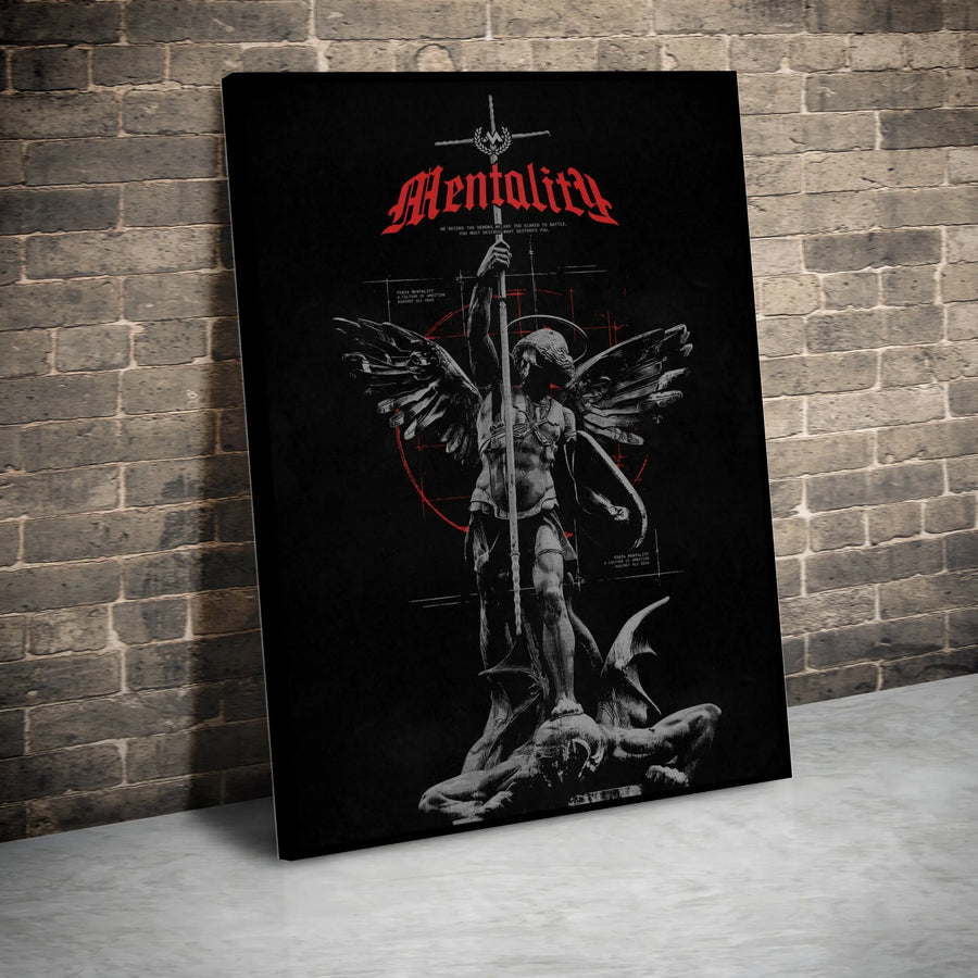 Archangel Michael Canvas Art | Dark Academia Gothic Wall Decor | Premium Fade-Resistant Print | Stoic Motivation Gift for Home Office