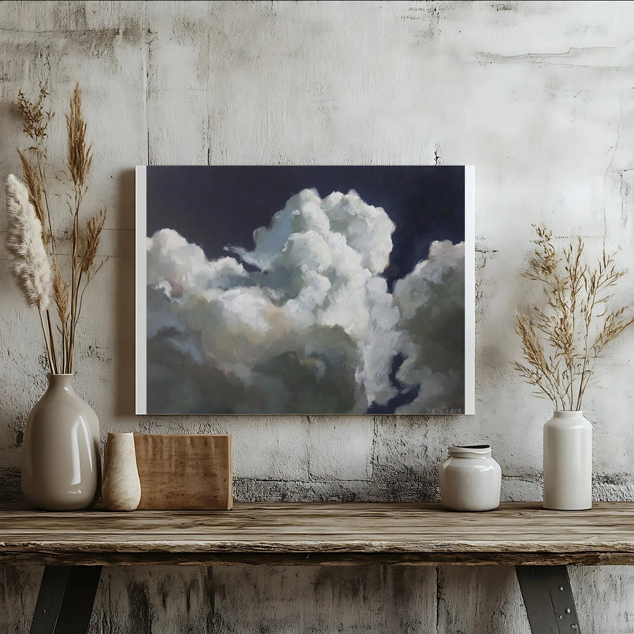 Dramatic Cloud Painting Canvas | Moody Sky Cloudscape Print | Thick Gallery Wrapped Canvas | Premium Living Room & Office Decor