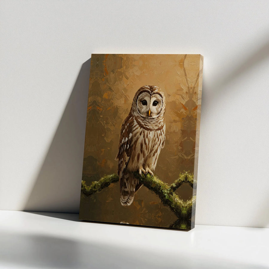Barred Owl Canvas Wall Art | Impressionist Oil Painting Style | Premium 1.25" Gallery Wrap | Nature Lover Home Decor Gift