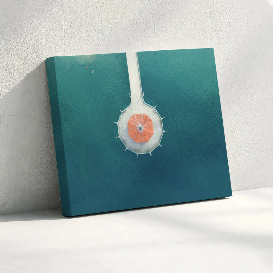 Aerial Pier Canvas Wall Art | Minimalist Top-Down Ocean Drone Art | Premium Gallery Wrapped Canvas | Modern Coastal Home Decor Gift