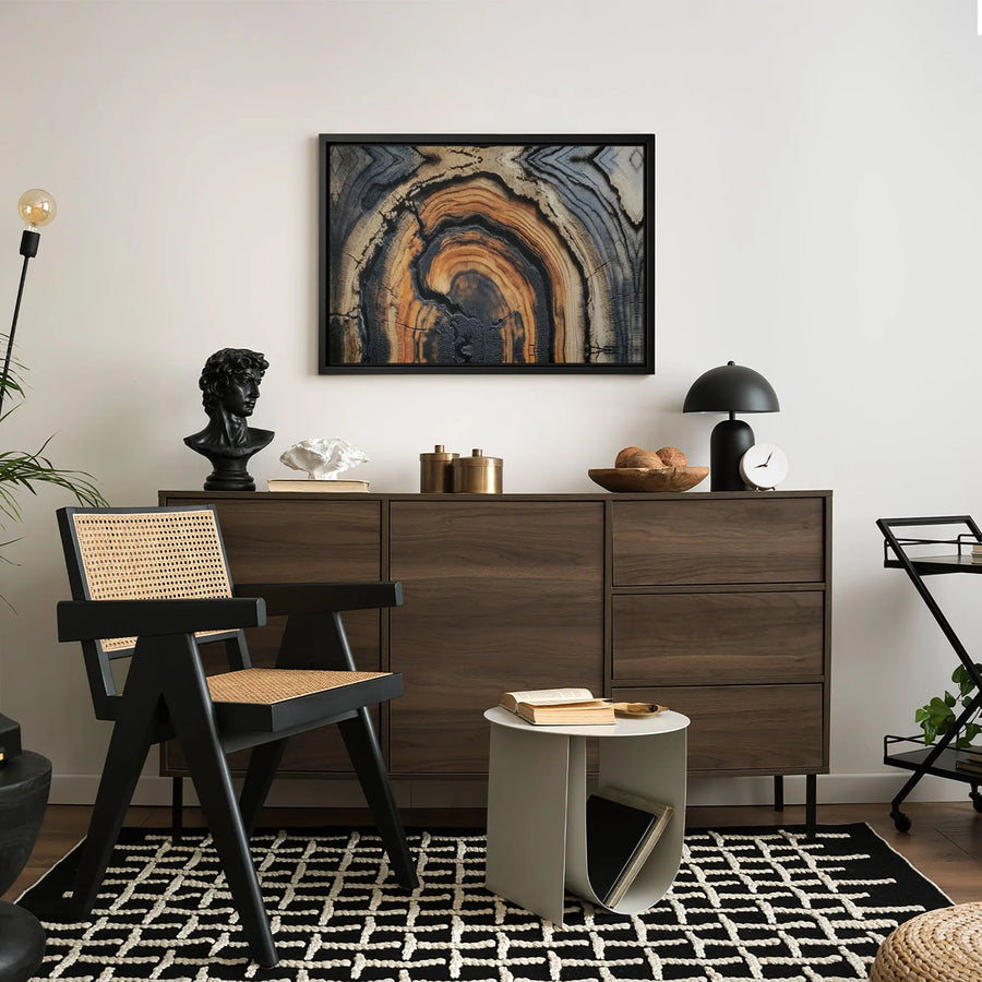 Abstract Tree Ring Wall Art | Charred Wood Grain Texture Canvas | Premium Gallery-Quality Print | Modern Home & Office Decor Gift