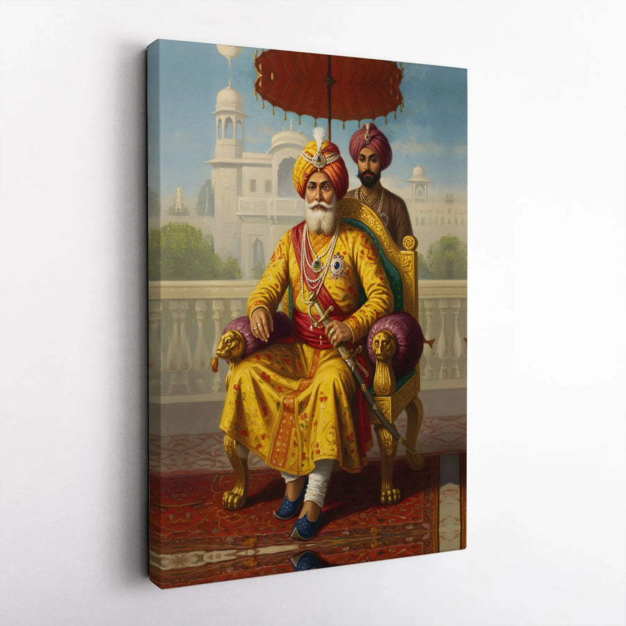 Maharaja Ranjit Singh Canvas Print | Sikh Empire Historical Portrait Art | Premium 1.25-inch Gallery Wrapped Wall Decor | Gift for History Lovers