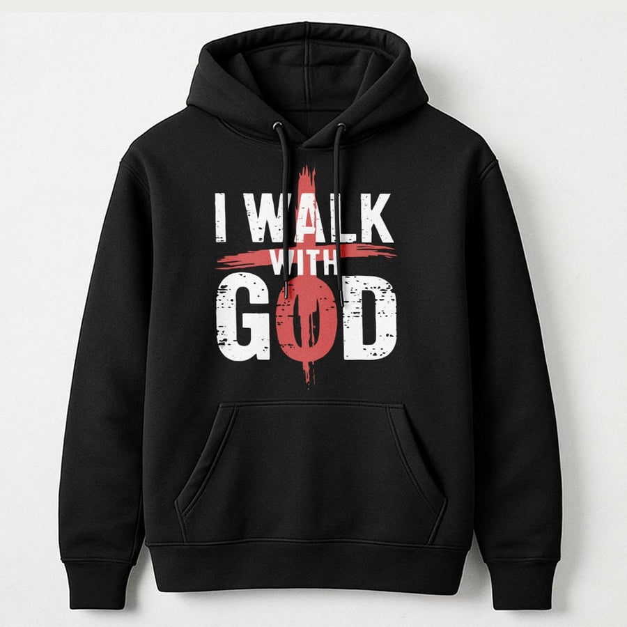 I Walk With God Hoodie | Christian Faith Graphic Cross Apparel | Premium Cotton Blend Streetwear | Inspirational Religious Gift for Him & Her
