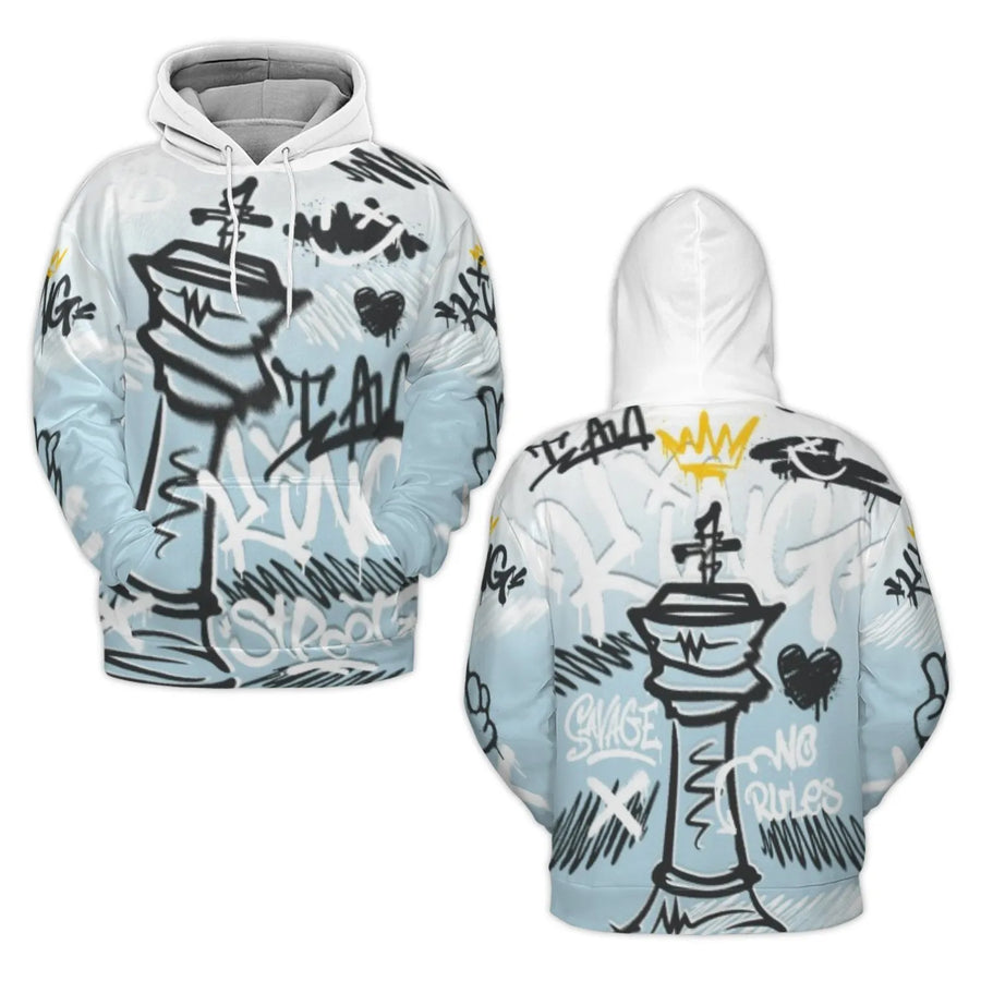 King Chess Piece 3D Hoodie | Street Art Graffiti Graphic Design | Premium Brushed Fleece Lining | Unisex Urban Style Pullover Gift
