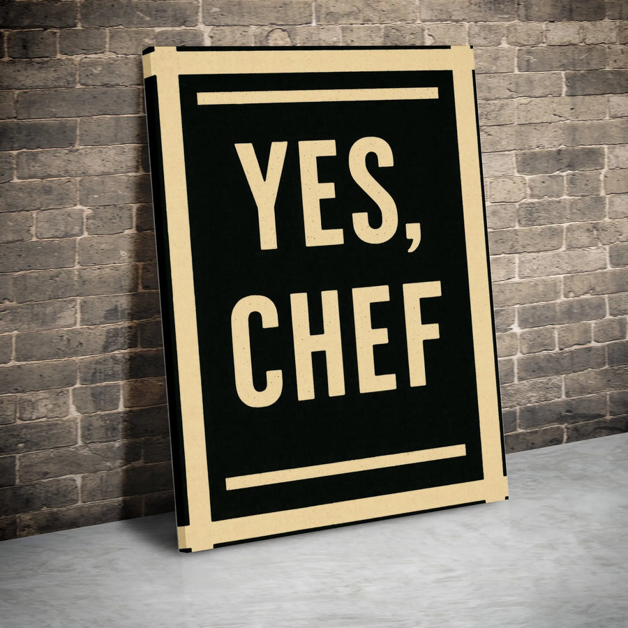 Yes Chef Wall Art | Minimalist Typography Kitchen Decor | 1.25-Inch Thick Premium Canvas | Culinary Gift for Home Cook or Restaurant Professional