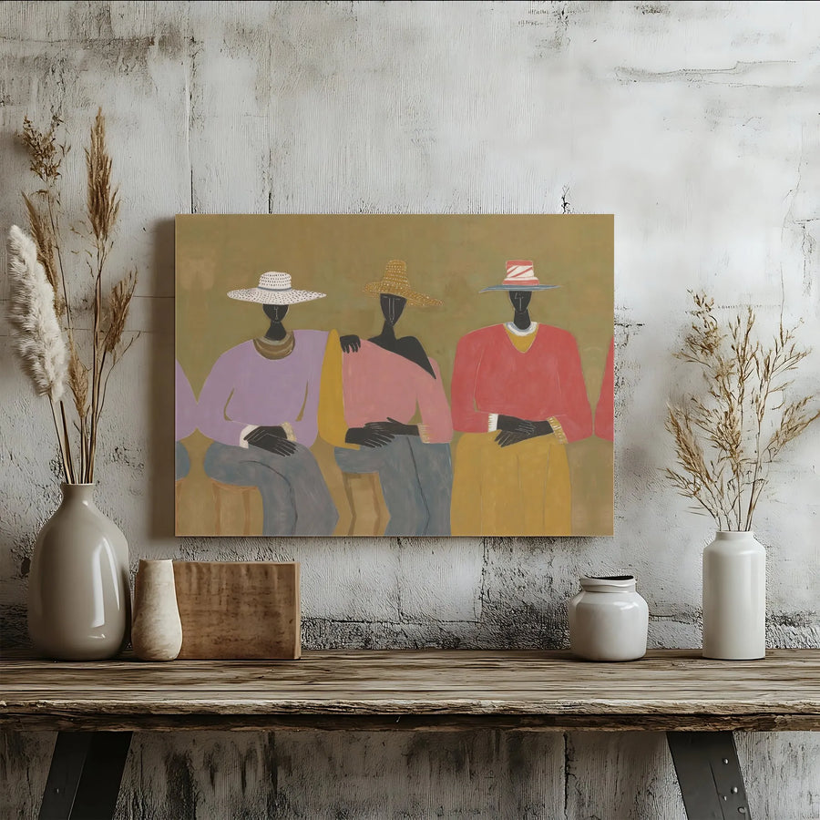 Black Women Wall Art | Abstract Figurative Portrait Print | Premium Gallery-Wrapped Canvas | African American Decor Gift for Her
