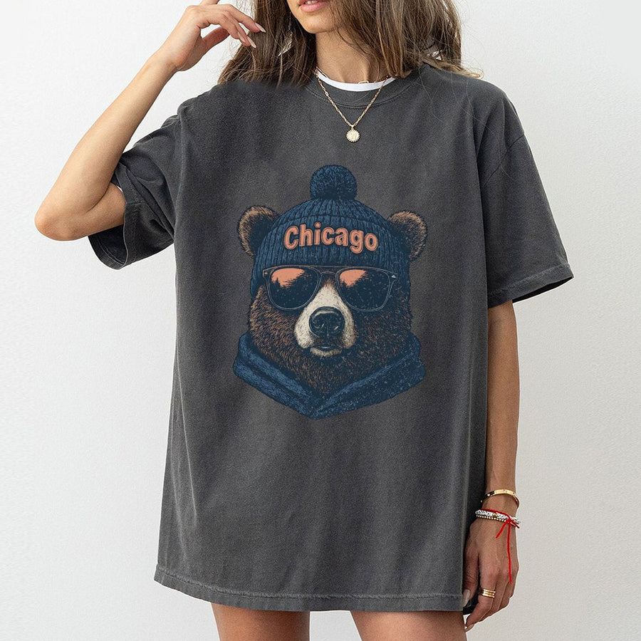 Vintage Chicago Football T-Shirt T-Shirt Trendy Fan Gifts Game Day Apparel Team Crewneck Chicago Bears Fan Gear