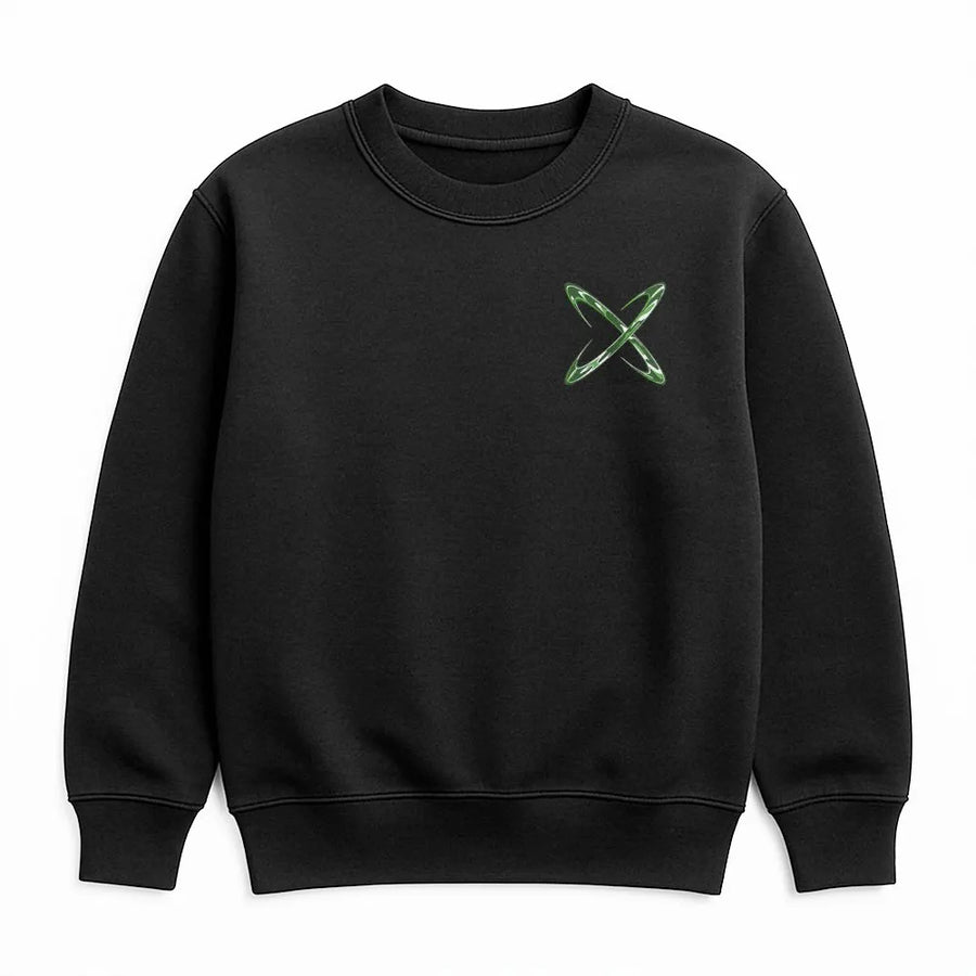 Abstract Logo Sweatshirt | Minimalist Green Orbital Graphic | Premium Cotton Blend Crewneck | Unisex Aesthetic Streetwear Gift