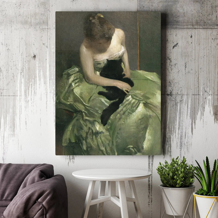 Édouard Manet Woman With A Cat Canvas Print | Impressionist Fine Art Wall Decor | Premium Gallery Wrap Quality | Gift For Art Lovers & Cat Owners
